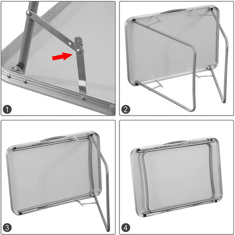 Rootz Folding Camping Table - Portable Picnic Table - Outdoor Dining Table - Rust-Proof - Aluminum Alloy - 70cm x 60cm x 50cm