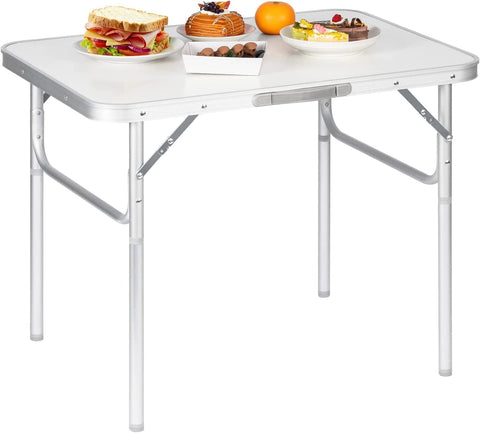 Rootz Camping Table - Outdoor Folding Table - Picnic Table - Lightweight & Foldable - Height Adjustable - Sturdy & Stable - 55cm x 25.5/58.5cm x 75cm