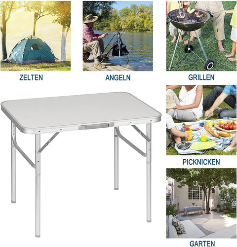 Rootz Camping Table - Outdoor Folding Table - Picnic Table - Lightweight & Foldable - Height Adjustable - Sturdy & Stable - 55cm x 25.5/58.5cm x 75cm