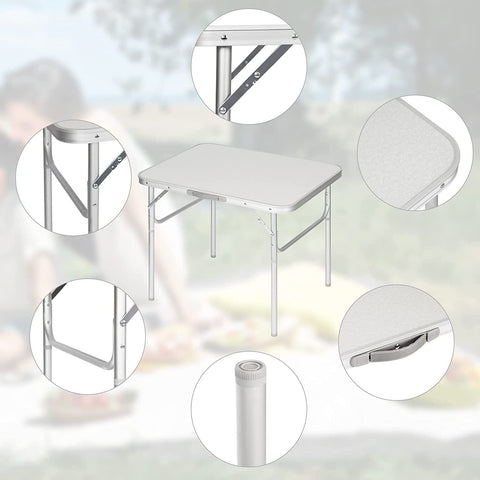Rootz Camping Table - Outdoor Folding Table - Picnic Table - Lightweight & Foldable - Height Adjustable - Sturdy & Stable - 55cm x 25.5/58.5cm x 75cm