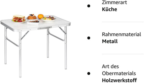 Rootz Camping Table - Outdoor Folding Table - Picnic Table - Lightweight & Foldable - Height Adjustable - Sturdy & Stable - 55cm x 25.5/58.5cm x 75cm