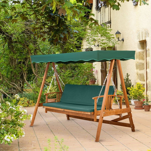 Rootz Hollywood Swing Garden Swing - Outdoor Swing - Patio Swing - Weather Resistant - Comfortable Cushions - Easy Assembly - 235cm x 128cm x 180cm - Green + Natural