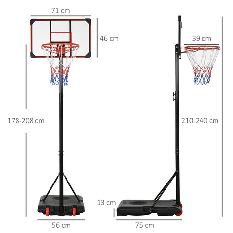 Rootz Outdoor Basketball Hoop - Portable Hoop - Adjustable Stand - Enhances Basketball Skills - 71cm x 46cm Backboard