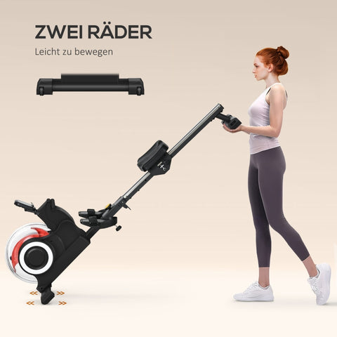 Rootz Folding Rowing Machine - Home Rowing Equipment - Water Rowing - Adjustable Resistance - LCD Display - Non-Slip Pedals - Compact Storage - 190cm x 50cm x 65cm
