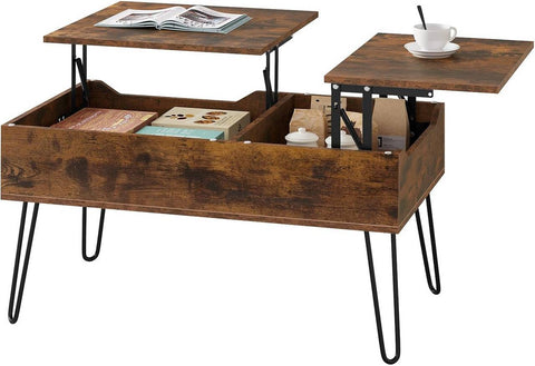 Rootz Lift Top Coffee Table - Lift Office Table - Adjustable Coffee Table - Hidden Storage - Solid Wood - 115cm x 60cm x 75cm