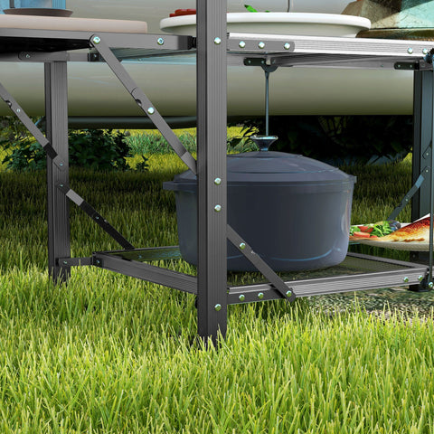 Rootz Folding Camping Kitchen Table - Portable Cooking Station - Travel Camping Table - Carry Bag Included - 126cm x 46cm x 81cm