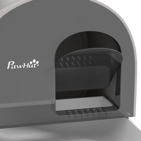 Rootz Cat Litter Box with Lid - Enclosed Litter Box - Covered Cat Toilet - Easy to Clean - Spacious Interior - High Side Walls - 43cm x 44cm x 47cm - Plastic - Grey/Black