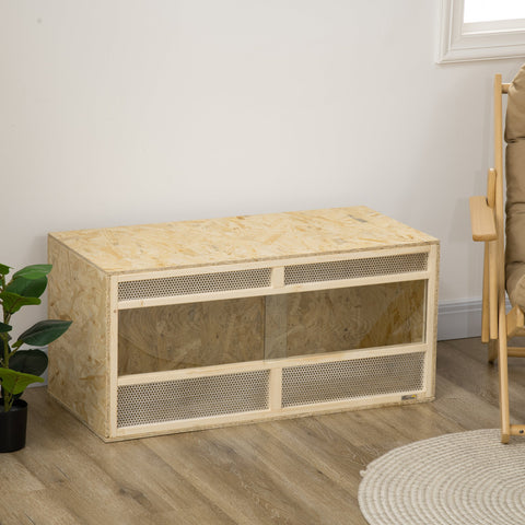 Rootz Terrarium for Reptiles - Habitat - Enclosure - Thermal Insulation - 100 x 47 x 47 cm OSB Wood and Glass Door