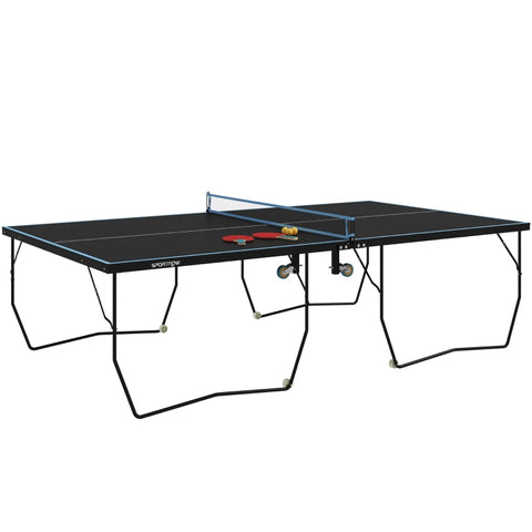 Rootz Table Tennis Table - Ping Pong Table - Compact Foldable - Versatile Use - 274cm x 152.5cm x 76cm - Black Steel MDF - Wheels - Accessories