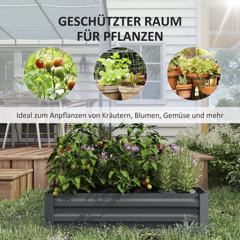Rootz Set of 2 Plant Boxes - Flower Boxes - Flower Pots - Grow Herbs Efficiently - 100 x 100 x 30 cm - Grey - Galvanized Steel