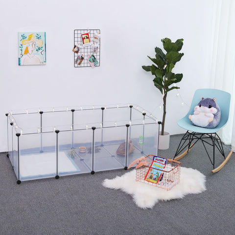 Rootz Small Pet Enclosure - Animal Playpen - DIY Fence - Guinea Pig, Hamster, Rabbit - Spacious Space - Freedom of Movement - Easy Assembly - Transparent Panels - 143cm x 73cm x 46cm