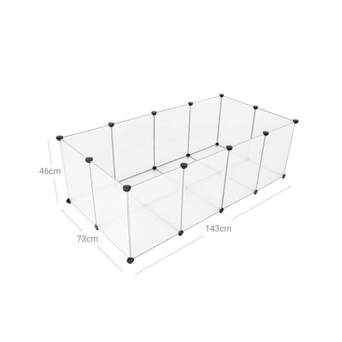 Rootz Small Pet Enclosure - Animal Playpen - DIY Fence - Guinea Pig, Hamster, Rabbit - Spacious Space - Freedom of Movement - Easy Assembly - Transparent Panels - 143cm x 73cm x 46cm