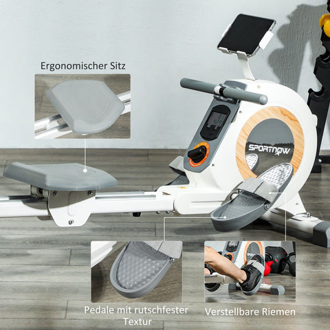 Rootz Rowing Machine - Home Trainer - Exercise Equipment - 16 Magnetic Levels - 150kg Capacity - 150cm x 45cm x 64cm