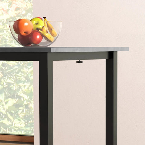 Rootz Dining Room Table - Kitchen Table - Extendable - Non-slip Floor - 6 People - MDF-Steel - Dark Gray - 160L x 70W x 76H cm