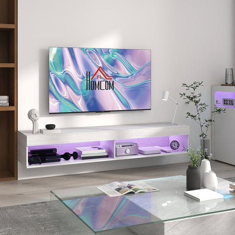 Rootz Floating Wall Meuble TV - LED TV Stand - Media Cabinet - Space Saving - 180L x 40W x 30H cm