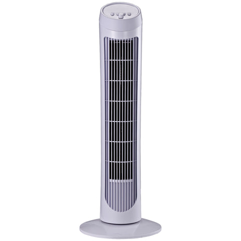 Rootz Column Fan Tower - Oscillating Fan - Quiet Cooling - 3 Speeds - 45W Power - 27L x 27W x 75H cm - White