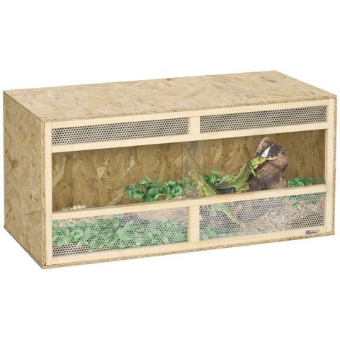 Rootz Terrarium for Reptiles - Habitat - Enclosure - Thermal Insulation - 100 x 47 x 47 cm OSB Wood and Glass Door