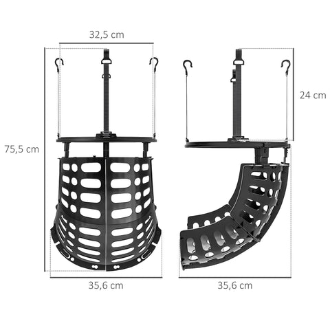 Rootz Basketball Rebounder - Return System - 360° Rotating - Height Adjustable - Enhance Skills - 35.6L x 35.6W x 75.5H cm