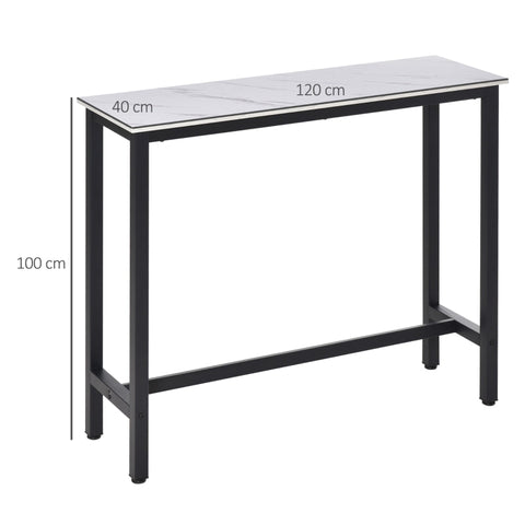 Rootz Bar Table - Marble-Look Counter - Cocktail Stand - Stylish Upgrade - 120cm x 40cm x 100cm