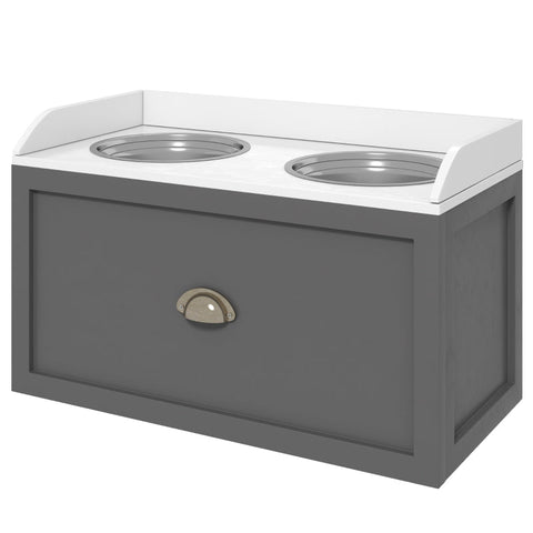 Rootz Raised Dog Feeding Station - Elevated Pet Bowl - Large Dog Bowl Stand - Space-Saving Drawer - 60cm x 30cm x 36cm