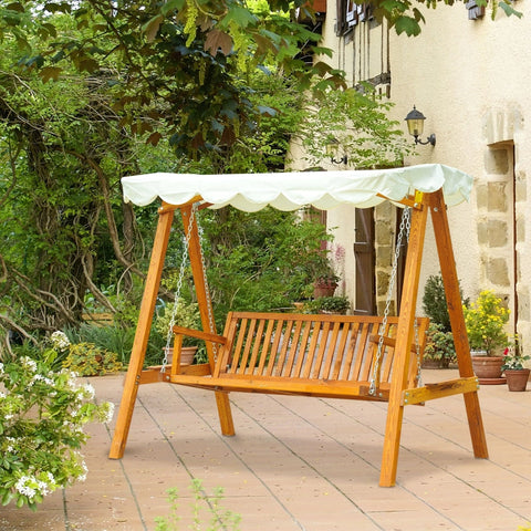 Rootz Hollywood Swing - Tuinschommel - Buitenschommel - Duurzaam Lariks &amp; Metaal - Comfortabele zitplaatsen - Weerbestendige luifel - 200 cm x 130 cm x 185 cm