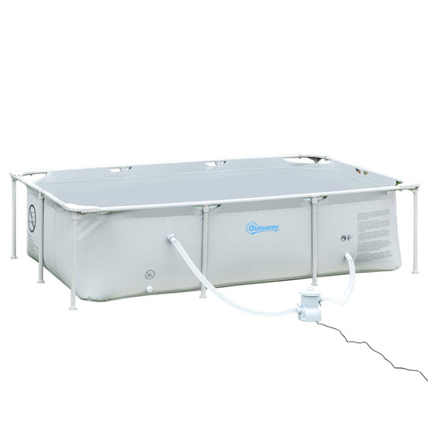 Rootz Steel Tube Pool - Outdoor Swimming Pool - Above Ground Pool - Rust-Resistant - 252L x 152W x 65H cm