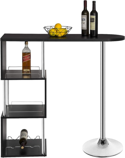 Rootz Modern S-Shaped Bar Table - Storage Bar Table - Wine Rack Table - Space-Saving - Durable - Easy Maintenance - 113cm x 105cm x 40cm