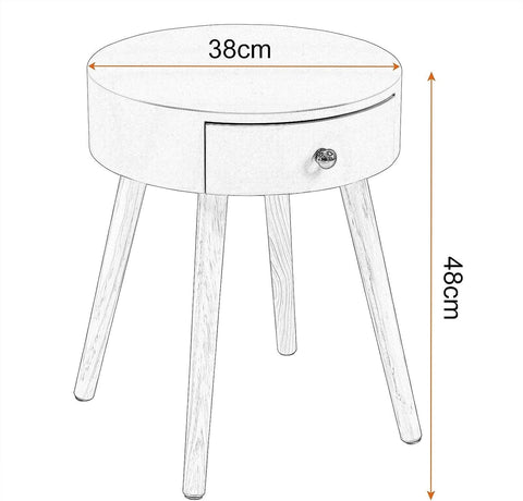 Rootz Multifunctional Bedside Table - Nightstand - Storage Unit - Ample Storage, Versatile Use, Durable Build - 38cm Diameter x 48cm Height