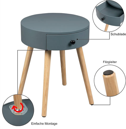 Rootz Multifunctional Bedside Table - Nightstand - Storage Unit - Ample Storage, Versatile Use, Durable Build - 38cm Diameter x 48cm Height