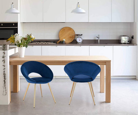 Rootz Set of 4 Dining Chairs - Velvet Dining Chairs - Gold Legged Chairs - Elegant & Stylish - Comfortable Ergonomic Support - Durable & Stable - 35cm x 45cm x 78cm