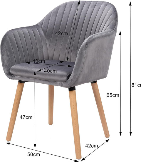 Rootz Set of 4 Velvet Dining Chairs - Elegant Seating - Comfortable Chairs - Ergonomic Design - Durable Construction - Easy Assembly - 81cm x 40cm x 42cm