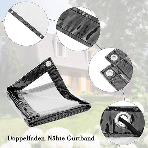 Rootz Transparent Tarpaulin - Clear Cover - Weatherproof Shield - 100% Waterproof - Durable PVC - Versatile Use - Multiple Sizes Available