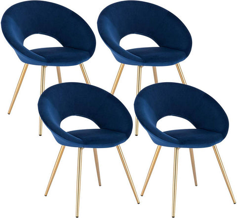 Rootz Set of 4 Dining Chairs - Velvet Dining Chairs - Gold Legged Chairs - Elegant & Stylish - Comfortable Ergonomic Support - Durable & Stable - 35cm x 45cm x 78cm