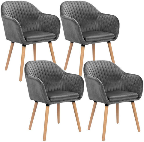 Rootz Set of 4 Velvet Dining Chairs - Elegant Seating - Comfortable Chairs - Ergonomic Design - Durable Construction - Easy Assembly - 81cm x 40cm x 42cm