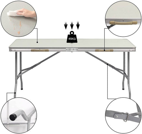 Rootz Ultimate Folding Camping Table - Portable Picnic Table - Outdoor Dining Table - Easy Setup - Compact & Lightweight - Weather-Resistant - 150cm x 69.5cm x 60cm