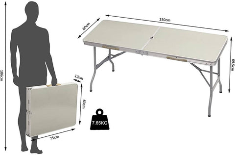 Rootz Ultimate Folding Camping Table - Portable Picnic Table - Outdoor Dining Table - Easy Setup - Compact & Lightweight - Weather-Resistant - 150cm x 69.5cm x 60cm