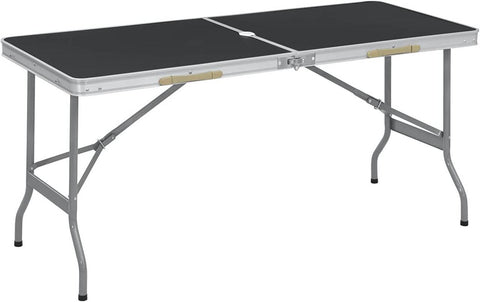 Rootz Portable Folding Table - Picnic Table - Outdoor Table - Easy Setup - Compact & Transportable - Durable & Stable - Iron & MDF - 150cm x 69.5cm x 60cm