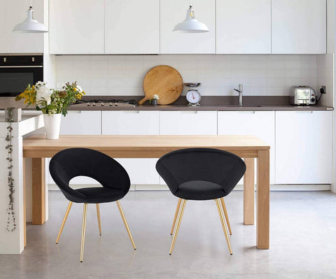 Rootz Set of 4 Dining Chairs - Velvet Upholstered - Gold Metal Legs - Ergonomic Design - Stylish & Modern - Durable & Stable - 78cm x 35cm x 45cm