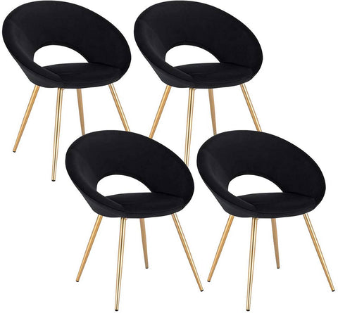 Rootz Set of 4 Dining Chairs - Velvet Upholstered - Gold Metal Legs - Ergonomic Design - Stylish & Modern - Durable & Stable - 78cm x 35cm x 45cm