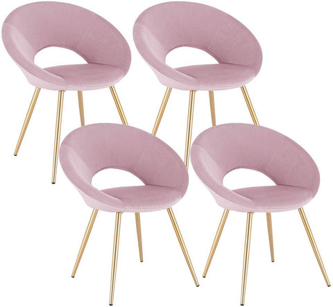 Rootz Set of 4 Dining Chairs - Velvet Dining Chairs - Gold Legged Chairs - Elegant Design - Comfortable Seating - Enhanced Durability - 35cm x 45cm x 78cm