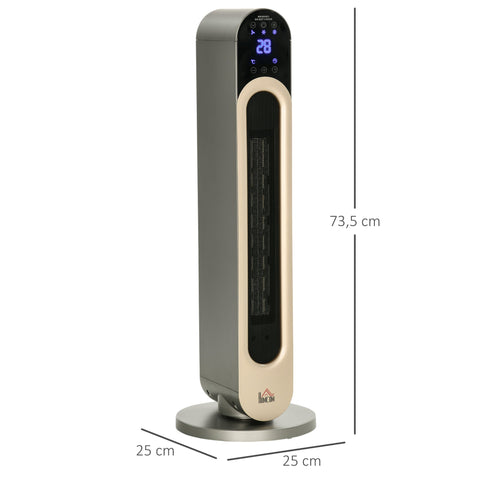 Rootz Swivel Fan Heater - Mini Ceramic Radiator - Additional Heater - Energy Efficient - Ø 25 x 73.5H cm