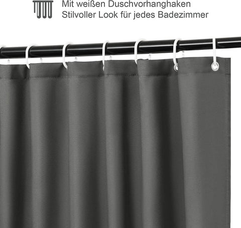 Rootz Shower Curtain - Polyester Bath Curtain - Waterproof Fabric - Weighted Hem - Easy Installation - Mold Resistant - 180cm x 200cm