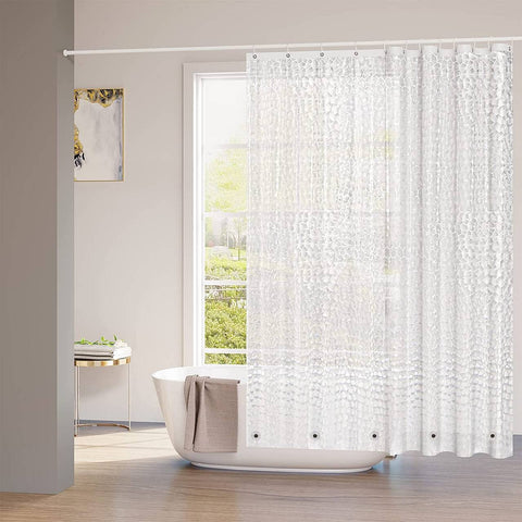 Rootz EVA Semi-Transparent Shower Curtain - Hexagonal Patterns - Waterproof & Mildew-Resistant - 180cm x 180cm - Easy Assembly