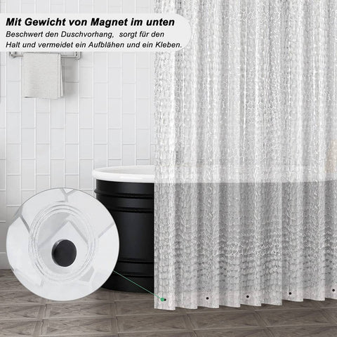 Rootz EVA Semi-Transparent Shower Curtain - Hexagonal Patterns - Waterproof & Mildew-Resistant - 180cm x 180cm - Easy Assembly