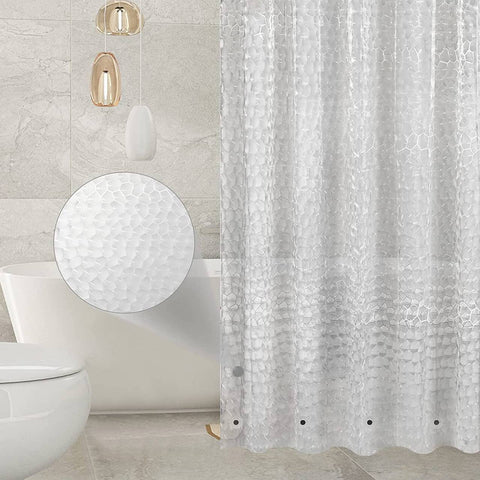 Rootz EVA Semi-Transparent Shower Curtain - Hexagonal Patterns - Waterproof & Mildew-Resistant - 180cm x 180cm - Easy Assembly