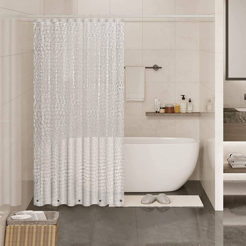 Rootz EVA Semi-Transparent Shower Curtain - Hexagonal Patterns - Waterproof & Mildew-Resistant - 180cm x 180cm - Easy Assembly