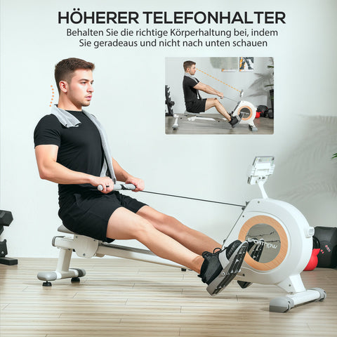 Rootz Rowing Machine - Home Trainer - Exercise Equipment - 16 Magnetic Levels - 150kg Capacity - 150cm x 45cm x 64cm