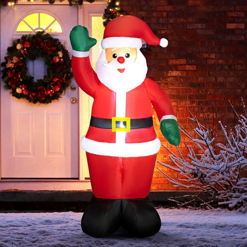 Rootz Inflatable Santa Claus Christmas Decoration - LED Lights - Joyful Holiday Atmosphere - 88cm x 60cm x 184cm