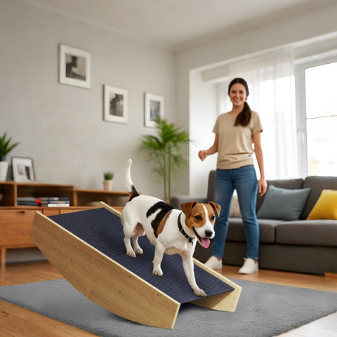 Rootz Agility Dog Swing - 2-in-1 Rocker & Stairs - Non-Slip Pet Ramp - Fir Wood - Enhances Balance & Agility - 80cm x 39.5cm