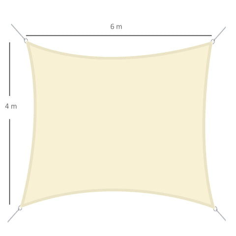 Rootz Rectangular Shade Sail - UV Shade Canopy - Sun Protection Awning - UV Protection - 6m x 4m - High Density Polyester 160gsm Cream